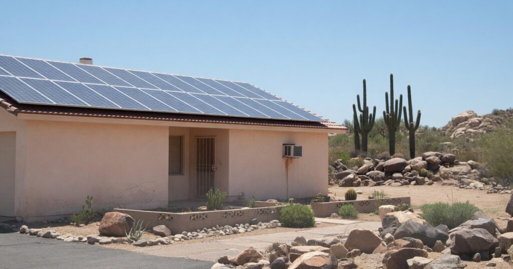 Arizona desert home with rooftop solar array