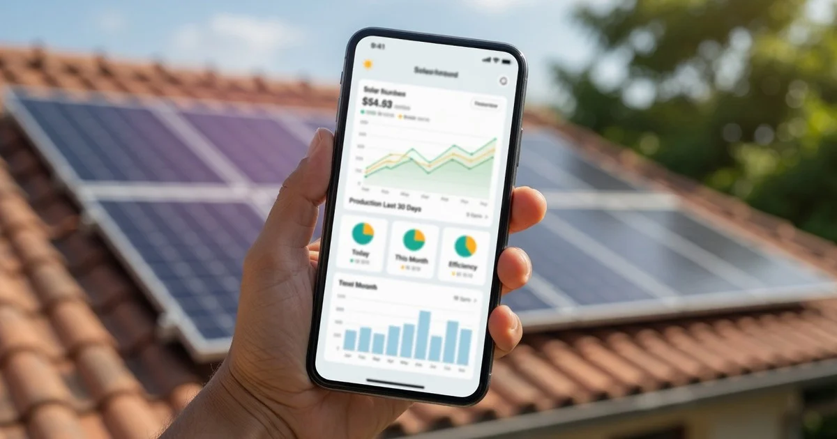 Homeowner viewing solar monitoring app outdoors